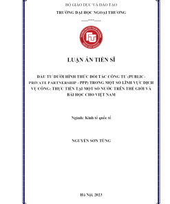 Đầu Tư Dưới Hình Thức Đối Tác Công Tư (Public-Private Partnership - Ppp) Trong Một Số Lĩnh Vực Dịch Vụ Công: Thực Tiễn Tại Một Số Nước Trên Thế Giới Và Bài Học Cho Việt Nam