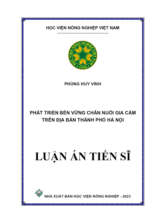 Phát Triển Bền Vững Chăn Nuôi Gia Cầm Trên Địa Bàn Thành Phố Hà Nội