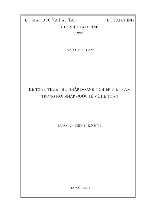 Kế Toán Thuế Thu Nhập Doanh Nghiệp Việt Nam Trong Hội Nhập Quốc Tế Về Kế Toán