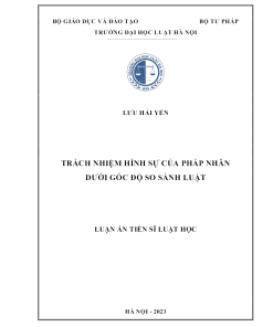 Trách Nhiệm Hình Sự Của Pháp Nhân Dưới Góc Độ So Sánh Luật