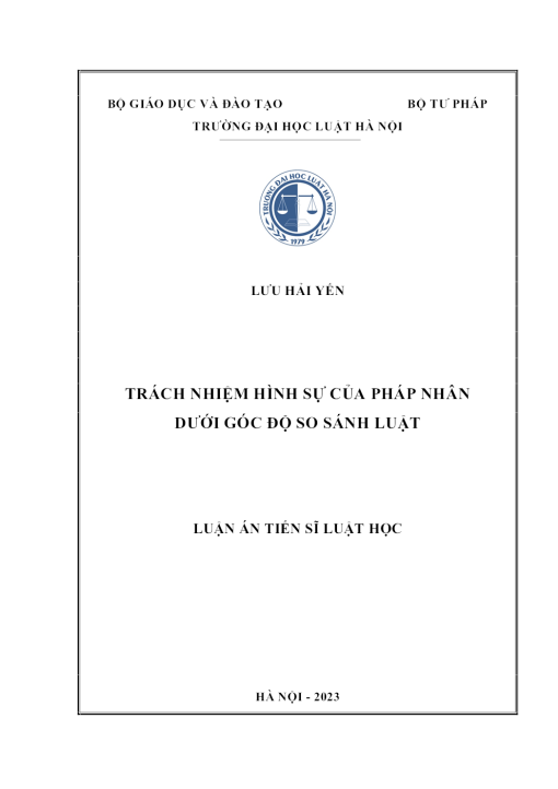 Trách Nhiệm Hình Sự Của Pháp Nhân Dưới Góc Độ So Sánh Luật