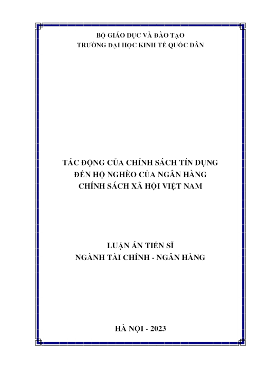 Tác Động Của Chính Sách Tín Dụng Đến Hộ Nghèo Của Ngân Hàng Chính Sách Xã Hội Việt Nam