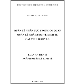 Quản Lý Nhân Lực Trong Cơ Quan Quản Lý Nhà Nước Về Kinh Tế Cấp Tỉnh Ở Sơn La