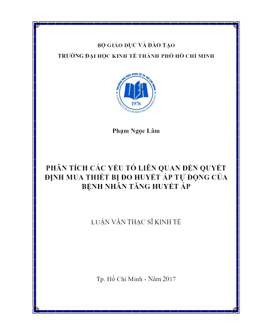 Phân Tích Các Yếu Tố Liên Quan Đến Quyết Định Mua Thiết Bị Đo Huyết Áp Tự Động Của Bệnh Nhân Tăng Huyết Áp