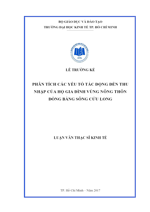 Phân Tích Các Yếu Tố Tác Động Đến Thu Nhập Của Hộ Gia Đình Vùng Nông Thôn Đồng Bằng Sông Cửu Long