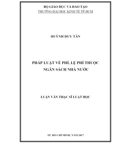 Pháp Luật Về Phí, Lệ Phí Thuộc Ngân Sách Nhà Nước