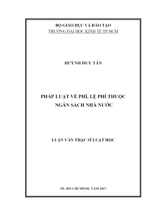 Pháp Luật Về Phí, Lệ Phí Thuộc Ngân Sách Nhà Nước