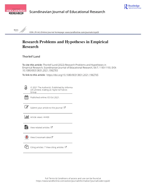 Research Problems And Hypotheses In Empirical Research