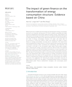 The Impact Of Green Finance On The Transformation Of Energy Consumption Structure: Evidence Based On China