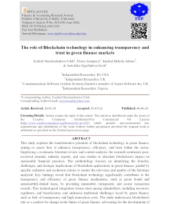 The Role Of Blockchain Technology In Enhancing Transparency And Trust In Green Finance Markets