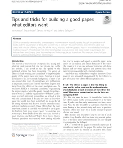 Tips And Tricks For Building A Good Paper: What Editors Want