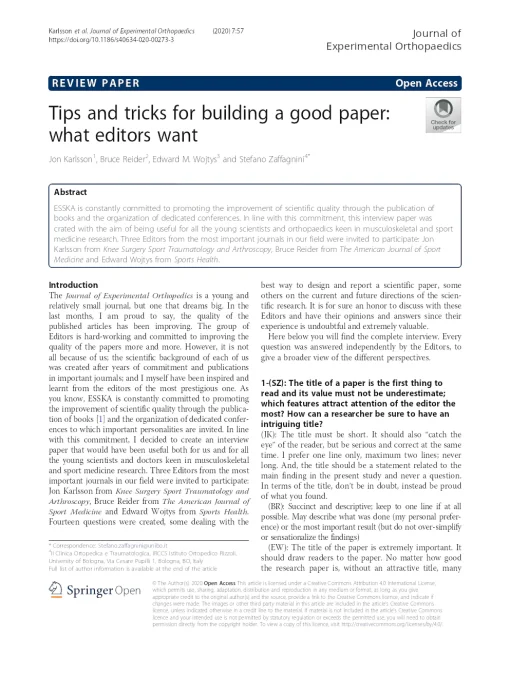 Tips And Tricks For Building A Good Paper: What Editors Want