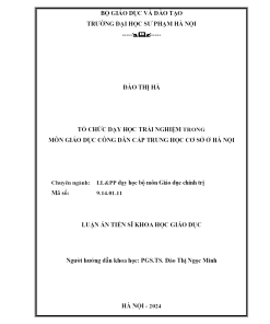 Tổ Chức Dạy Học Trải Nghiệm Trong Môn Giáo Dục Công Dân Cấp Trung Học Cơ Sở Ở Hà Nội