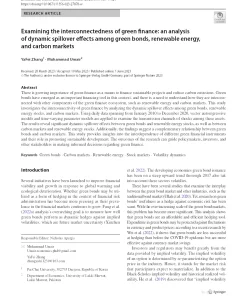 Examining The Interconnectedness Of Green Finance: An Analysis Of Dynamic Spillover Effects Among Green Bonds, Renewable Energy, And Carbon Markets