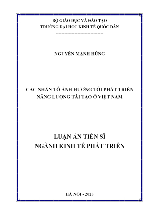 Các Nhân Tố Ảnh Hưởng Tới Phát Triển Năng Lượng Tái Tạo Ở Việt Nam