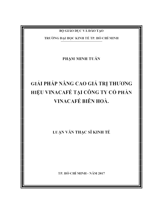 Giải Pháp Nâng Cao Giá Trị Thương Hiệu Vinacafé Tại Công Ty Cổ Phần Vinacafé Biên Hoà