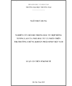 Nghiên Cứu Rủi Ro Trong Đầu Tư Hợp Đồng Tương Lai Của Nhà Đầu Tư Cá Nhân Trên Thị Trường Chứng Khoán Phái Sinh Việt Nam