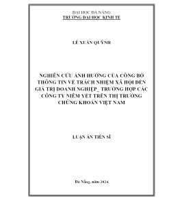 Nghiên Cứu Ảnh Hƣởng Của Công Bố Thông Tin Về Trách Nhiệm Xã Hội Đến Giá Trị Doanh Nghiệp_ Trƣờng Hợp Các Công Ty Niêm Yết Trên Thị Trƣờng Chứng Khoán Việt Nam