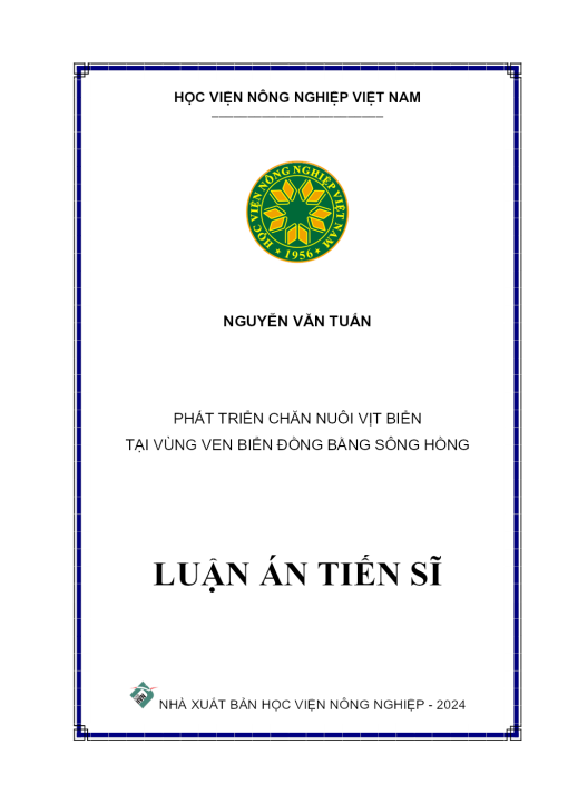 Phát Triển Chăn Nuôi Vịt Biển Tại Vùng Ven Biển Đồng Bằng Sông Hồng