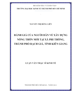 Đánh Giá Của Người Dân Về Xây Dựng Nông Thôn Mới Tại Xã Phi Thông, Thành Phố Rạch Giá, Tỉnh Kiên Giang