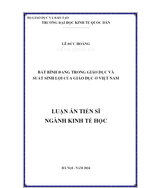 Bất Bình Đẳng Trong Giáo Dục Và Suất Sinh Lợi Của Giáo Dục Ở Việt Nam