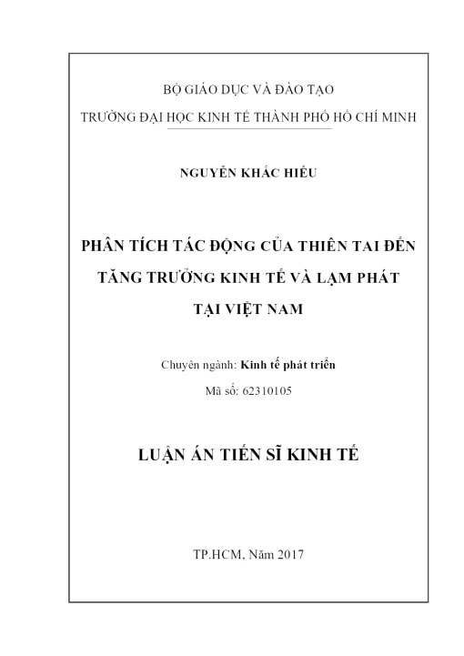 Phân Tích Tác Động Của Thiên Tai Đến Tăng Trưởng Kinh Tế Và Lạm Phát Tại Việt Nam