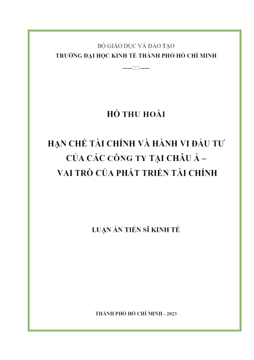 Hạn Chế Tài Chính Và Hành Vi Đầu Tư Của Các Công Ty Tại Châu Á – Vai Trò Của Phát Triển Tài Chính