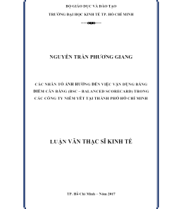 Các Nhân Tố Ảnh Hƣởng Đến Việc Vận Dụng Bảng Điểm Cân Bằng (BSC – Balanced Scorecard) Trong Các Công Ty Niêm Yết Tại Thành Phố Hồ Chí Minh