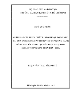 Giải Pháp Cải Thiện Chất Lượng Hoạt Động Kho Bãi Của Saigon Co.op Trong Việc Cung Ứng Hàng Hóa Cho Cửa Hàng Tạp Hóa Hiện Đại (Co.op Smile) Trong Giai Đoạn 2017 – 2020