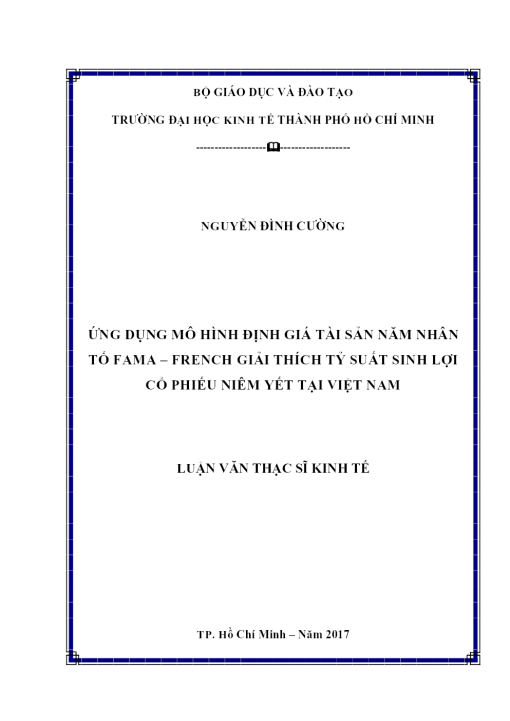 Ứng Dụng Mô Hình Định Giá Tài Sản Năm Nhân Tố Fama – French Giải Thích Tỷ Suất Sinh Lợi Cổ Phiếu Niêm Yết Tại Việt Nam