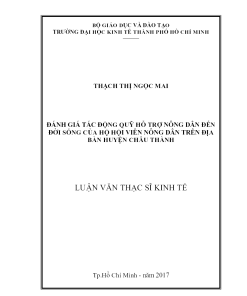 Đánh Giá Tác Động Quỹ Hỗ Trợ Nông Dân Đến Đời Sống Của Hộ Hội Viên Nông Dân Trên Địa Bàn Huyện Châu Thành