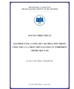 Giải Pháp Tăng Cường Mức Độ Thỏa Mãn Trong Công Việc Của Nhân Viên Tại Công Ty TNHH BHNT Chubb Việt Nam