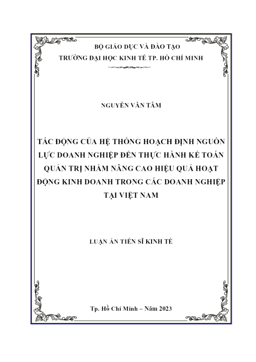 Tác Động Của Hệ Thống Hoạch Định Nguồn Lực Doanh Nghiệp Đến Thực Hành Kế Toán Quản Trị Nhằm Nâng Cao Hiệu Quả Hoạt Động Kinh Doanh Trong Các Doanh Nghiệp Tại Việt Nam