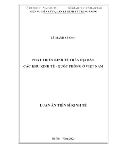 Phát Triển Kinh Tế Trên Địa Bàn Các Khu Kinh Tế - Quốc Phòng Ở Việt Nam