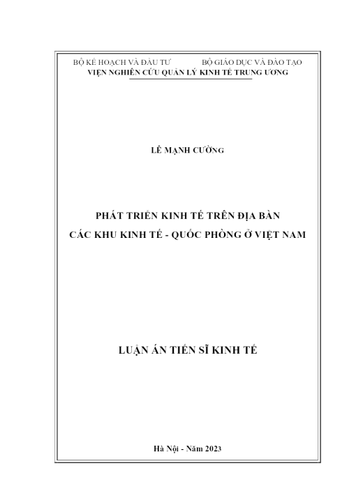 Phát Triển Kinh Tế Trên Địa Bàn Các Khu Kinh Tế - Quốc Phòng Ở Việt Nam