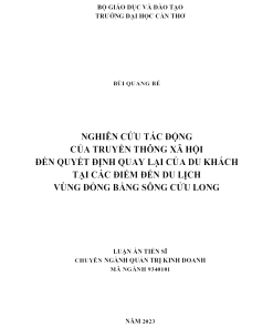 Nghiên Cứu Tác Động Của Truyền Thông Xã Hội Đến Quyết Định Quay Lại Của Du Khách Tại Các Điểm Đến Du Lịch Vùng Đồng Bằng Sông Cửu Long