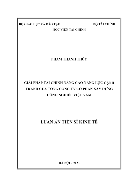 Giải Pháp Tài Chính Nâng Cao Năng Lực Cạnh Tranh Của Tổng Công Ty Cổ Phần Xây Dựng Công Nghiệp Việt Nam