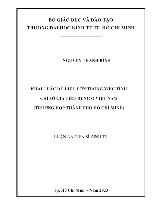 Khai Thác Dữ Liệu Lớn Trong Việc Tính Chỉ Số Giá Tiêu Dùng Ở Việt Nam (Trường Hợp Thành Phố Hồ Chí Minh)