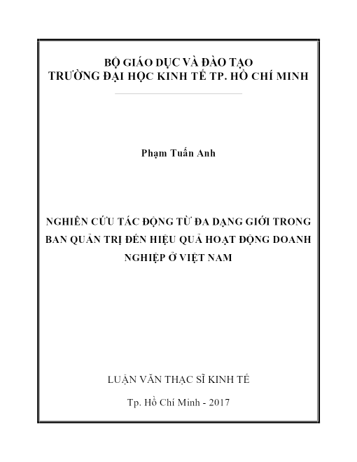 Nghiên Cứu Tác Động Từ Đa Dạng Giới Trong Ban Quản Trị Đến Hiệu Quả Hoạt Động Doanh Nghiệp Ở Việt Nam