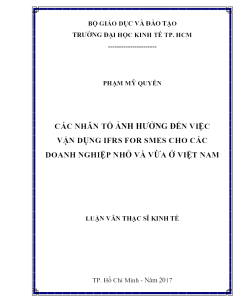 Các Nhân Tố Ảnh Hưởng Đến Việc Vận Dụng Ifrs For Smes Cho Các Doanh Nghiệp Nhỏ Và Vừa Ở Việt Nam