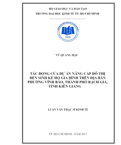 Tác Động Của Dự Án Nâng Cấp Đô Thị Đến Sinh Kế Hộ Gia Đình Trên Địa Bàn Phường Vĩnh Bảo, Thành Phố Rạch Giá, Tỉnh Kiên Giang