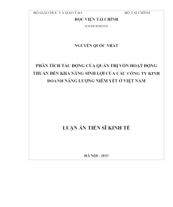 Phân Tích Tác Động Của Quản Trị Vốn Hoạt Động Thuần Đến Khả Năng Sinh Lợi Của Các Công Ty Kinh Doanh Năng Lượng Niêm Yết Ở Việt Nam