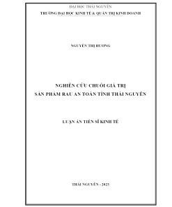 Nghiên Cứu Chuỗi Giá Trị Sản Phẩm Rau An Toàn Tỉnh Thái Nguyên