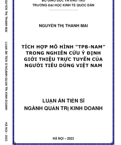 Tích Hợp Mô Hình “TPB-NAM” Trong Nghiên Cứu Ý Định Giới Thiệu Trực Tuyến Của Người Tiêu Dùng Việt Nam