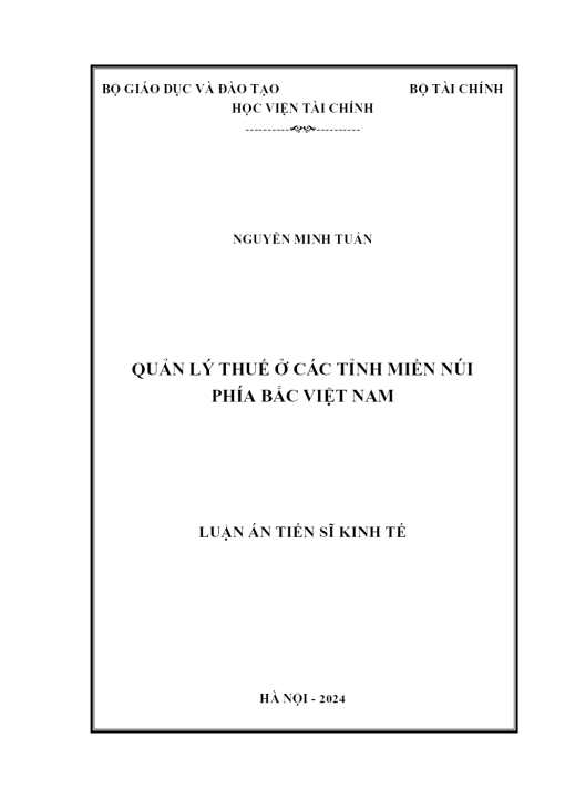 Quản Lý Thuế Ở Các Tỉnh Miền Núi Phía Bắc Việt Nam