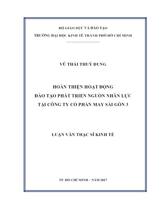 Hoàn Thiện Hoạt Động Đào Tạo Phát Triển Nguồn Nhân Lực Tại Công Ty Cổ Phần May Sài Gòn 3