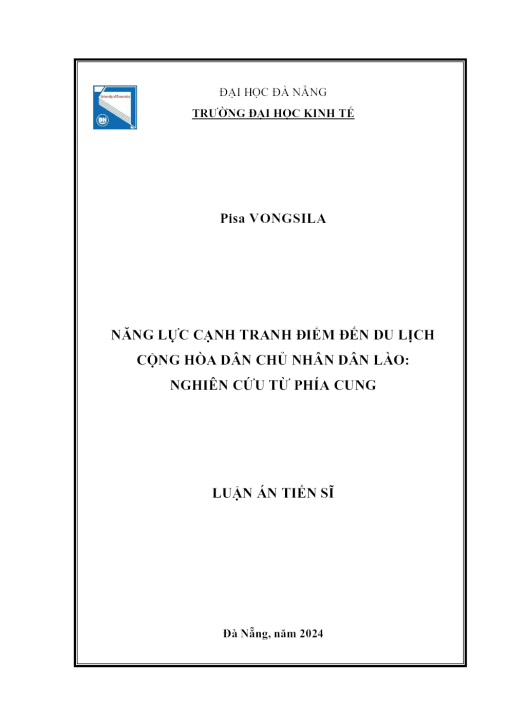 Năng Lực Cạnh Tranh Điểm Đến Du Lịch Cộng Hòa Dân Chủ Nhân Dân Lào Nghiên Cứu Từ Phía Cung