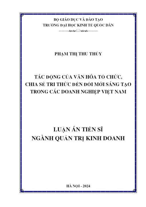 Tac Dong Cua Van Hoa To Chuc Chia Se Tri Thuc Den Doi Moi Sang Tao Trong Cac Doanh Nghiep Viet Nam