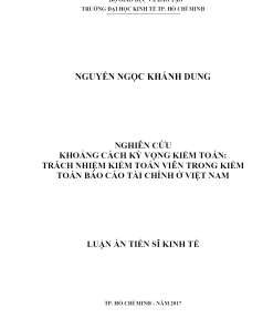 Nghiên Cứu Khoảng Cách Kỳ Vọng Kiểm Toán: Trách Nhiệm Kiểm Toán Viên Trong Kiểm Toán Báo Cáo Tài Chính Ở Việt Nam