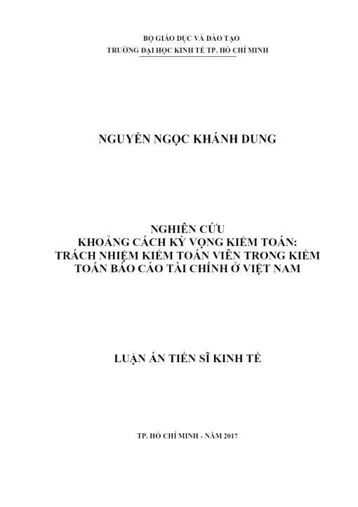 Nghiên Cứu Khoảng Cách Kỳ Vọng Kiểm Toán: Trách Nhiệm Kiểm Toán Viên Trong Kiểm Toán Báo Cáo Tài Chính Ở Việt Nam